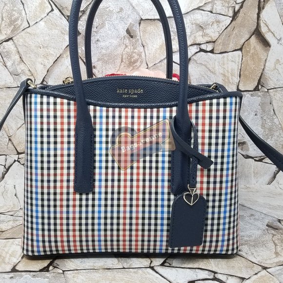 #bagsavenue FAST SHIPPING Multi Margaux Blue Plaid Satchel Kate Spade - Picture 3 of 16